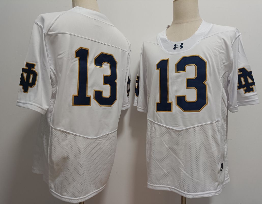 Men Norte Dame Fighting Irish #13 No Name White Elite 2025 NCAA Jersey